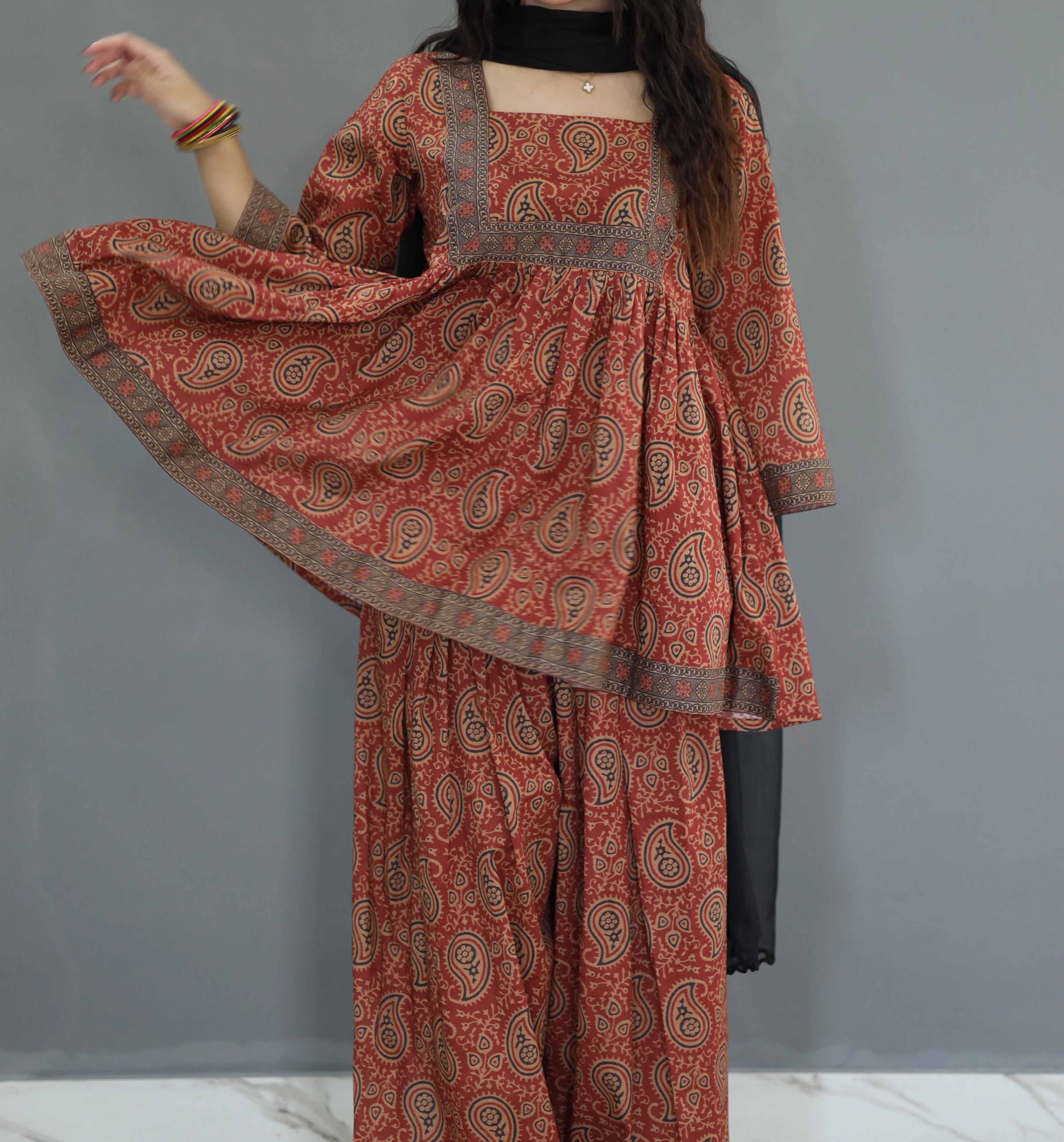 Ajrak frock