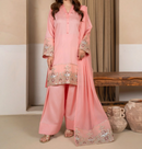 3Pc Embroidered Silk Viscose with Farshi Shalwar Peach JASHAN-J26-0007