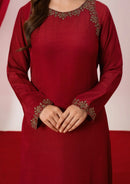 3Pc Embroidered Silk Viscose with Organza Dupatta Maroon | LUXE-L25-0002