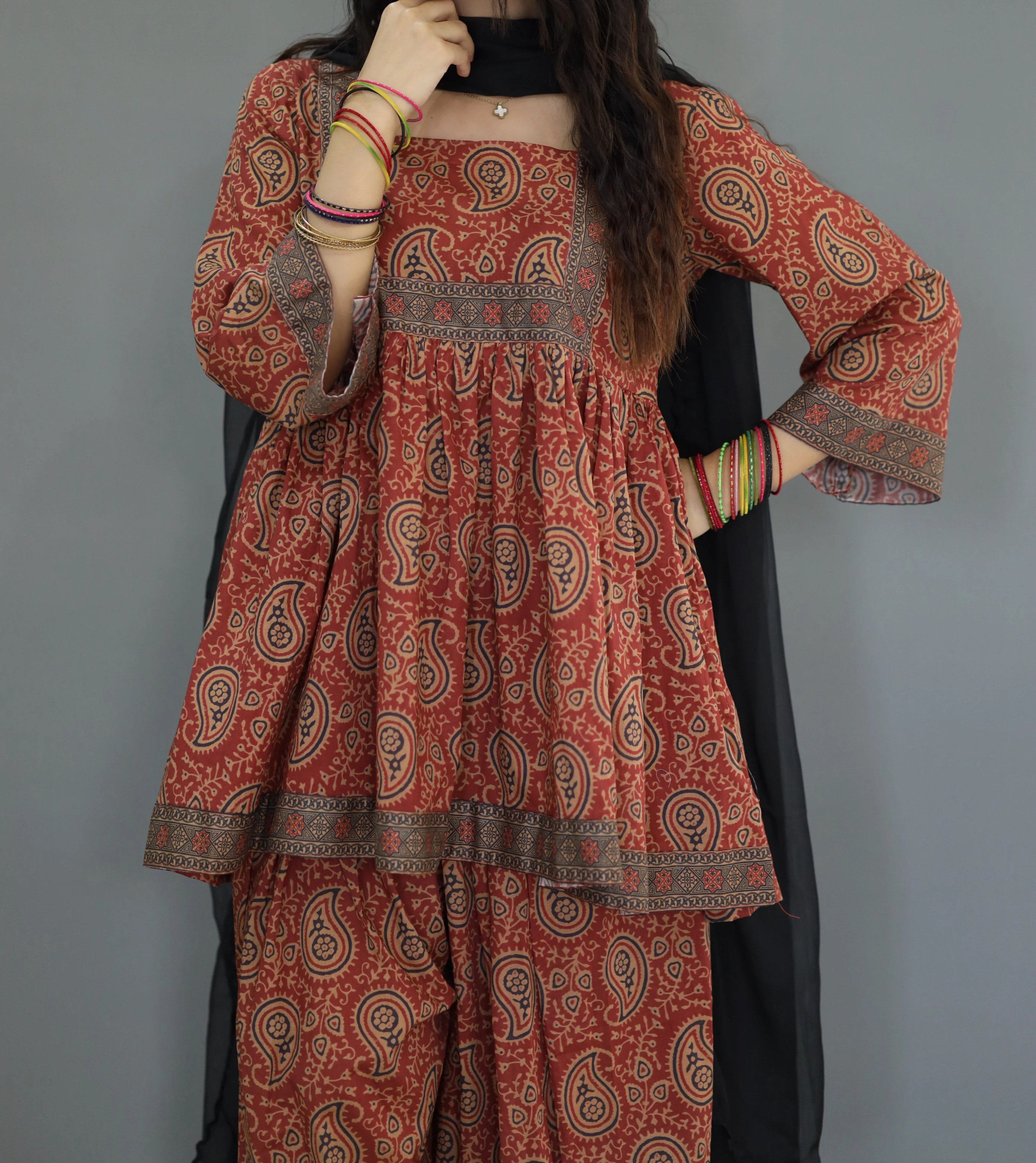 Ajrak frock