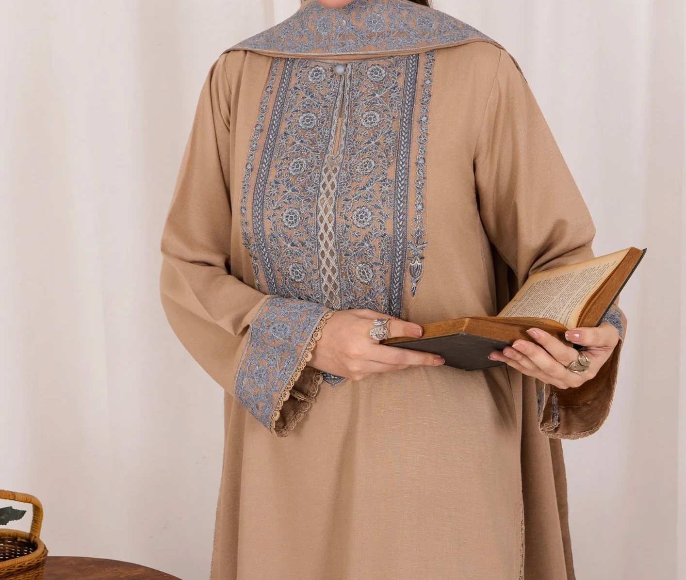 3pc Embroidered Silk Karandi with Embroidered Border Shawl Skin AML-W25-0027