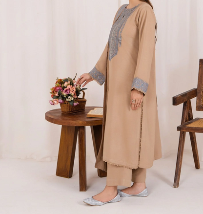 3pc Embroidered Silk Karandi with Embroidered Border Shawl Skin AML-W25-0027
