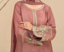 3Pc Silk Viscose Suit with Chiffon Dupatta & Sharara Tea Pink JASHAN-J26-0014