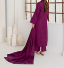 3pc Alpine Velvet Shirt with Velvet Border Shawl and Plain Trouser Magenta AML-W25-0011