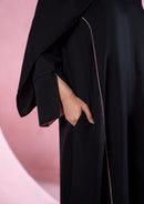 Noir Piped Flare Abaya ABL-A26-0001