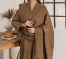3pc Alpine Velvet Shirt with Velvet Border Shawl and Plain Trouser Chikoo AML-W26-0002