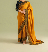3Pc Super Silk Saree Mustard Gold | LUXE-L25-0007