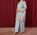 3Pc Embroidered Silk Viscose with Farshi Shalwar with Chiffon Embroidered Bordered Dupatta JASHAN-S25-0037