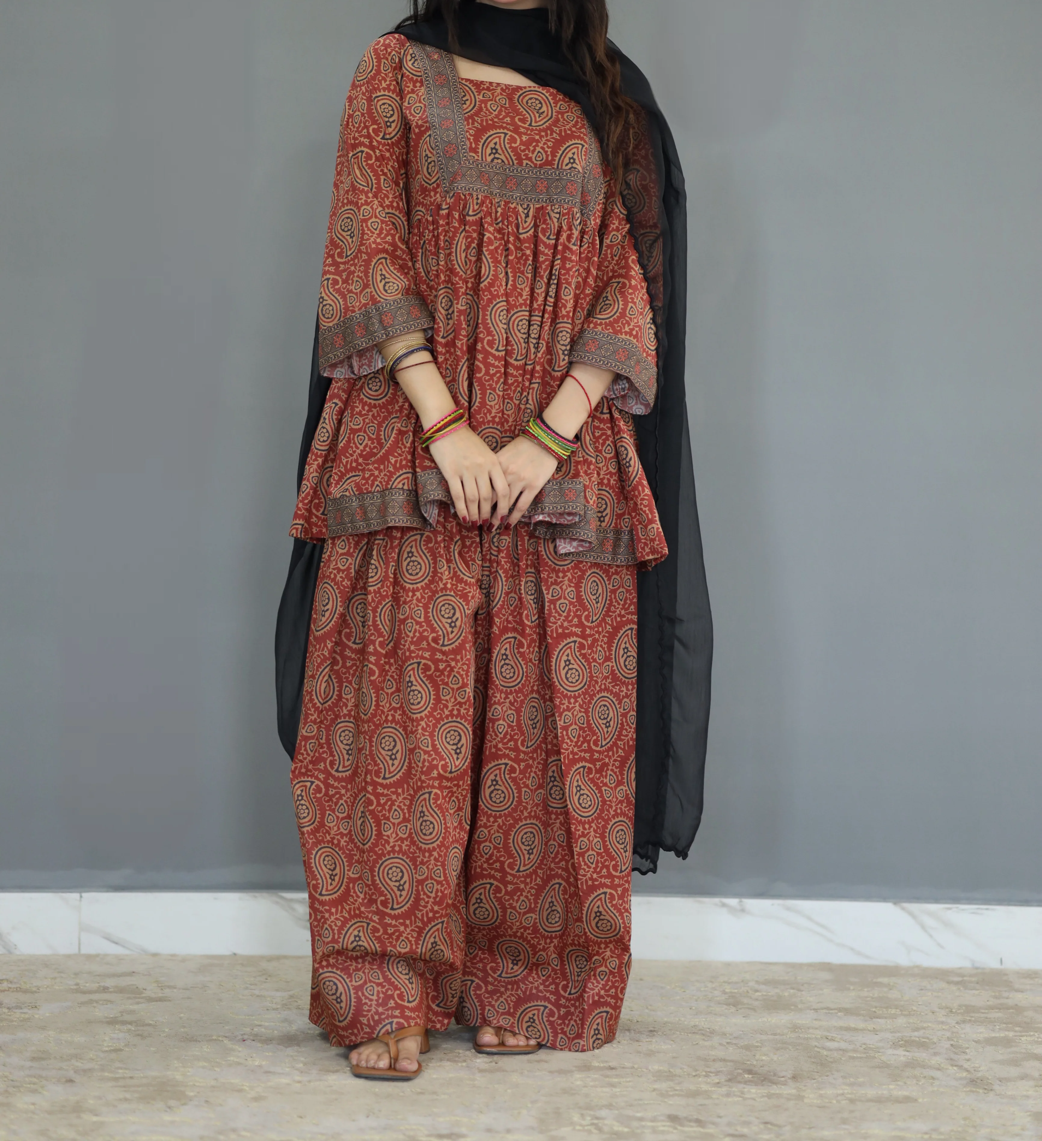 Ajrak frock