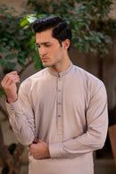 Men's Premium Ban-Embroidered Kameez Shalwar - Pinkish Brown / Classic Fit