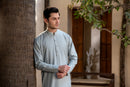 Men's Premium Ban-Embroidered Kameez Shalwar - Pale Dusty Green / Classic Fit
