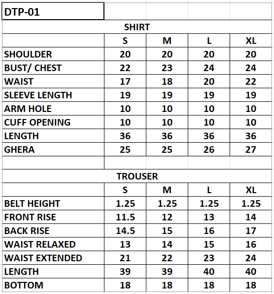 Size chart