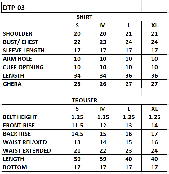 Size chart