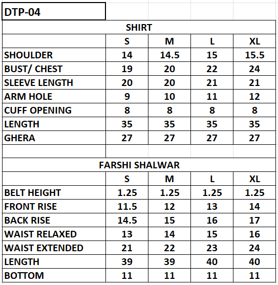 Size chart