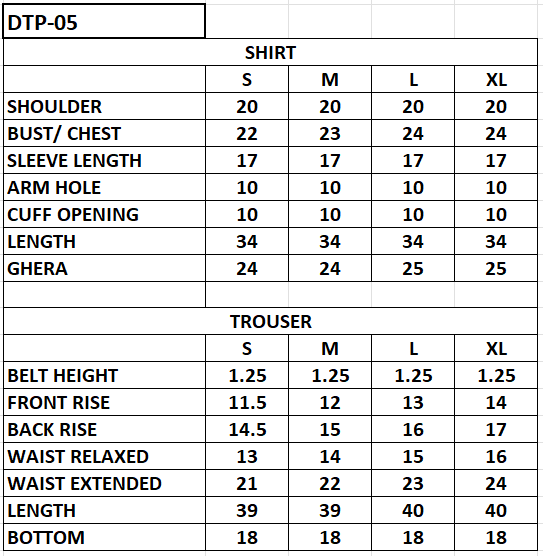 Size chart