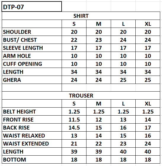 Size chart