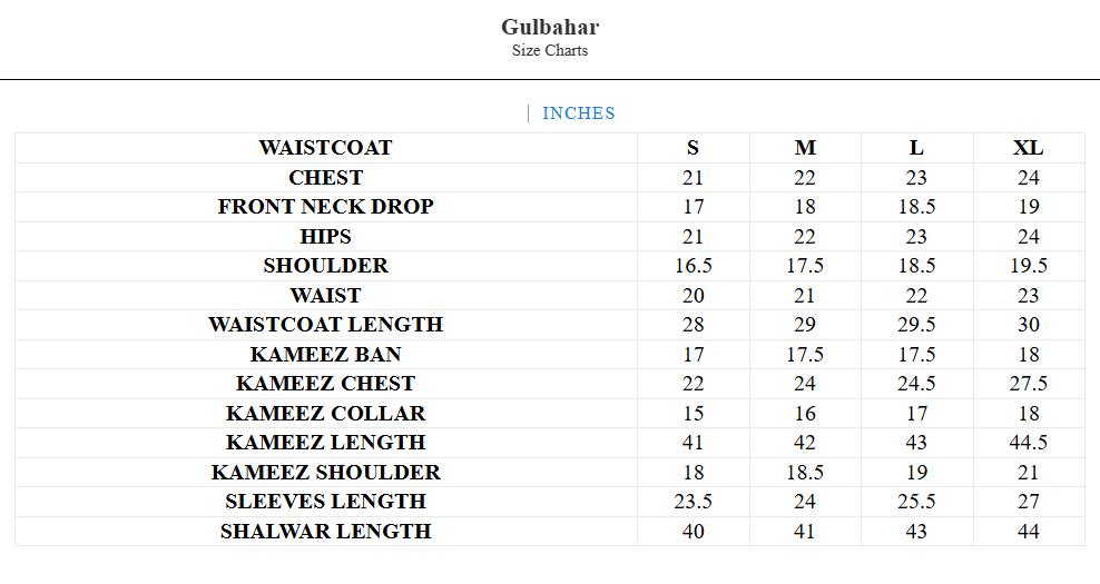 Size chart