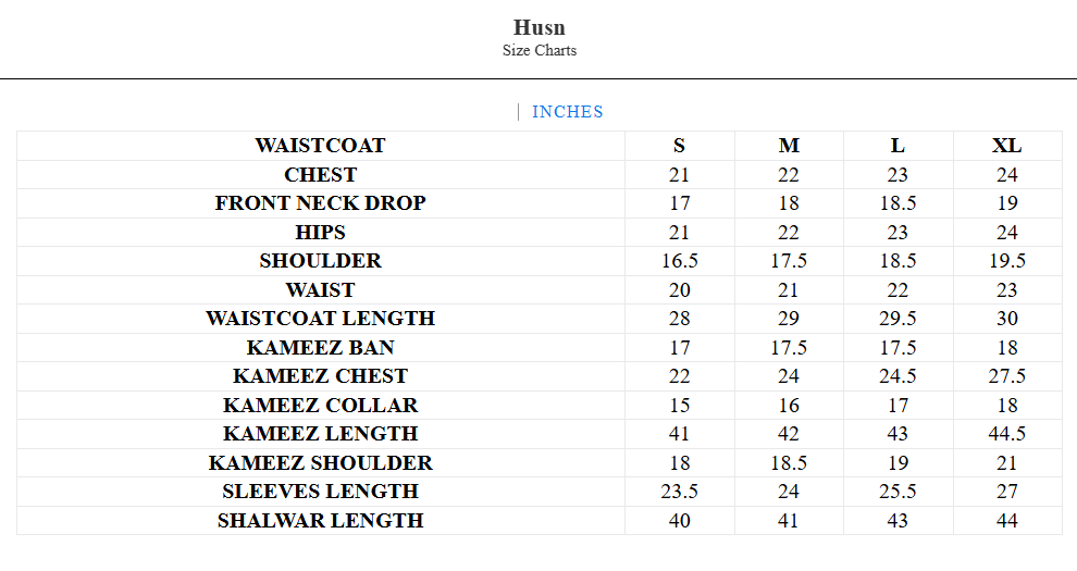 Size chart