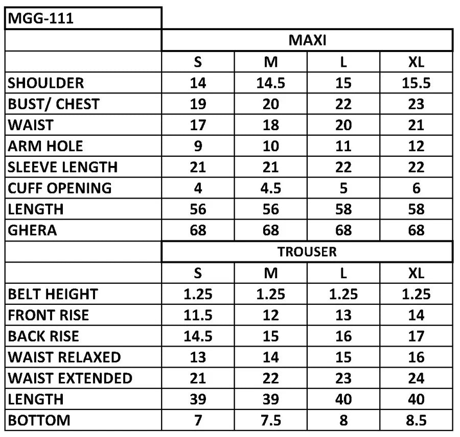 Size chart