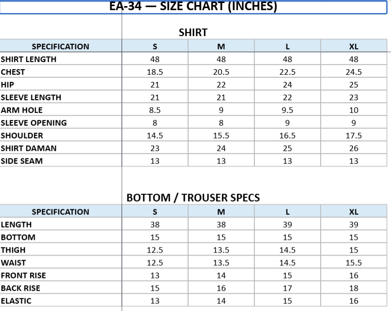 Size chart