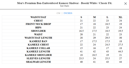 Men's Premium Ban-Embroidered Kameez Shalwar - Booski White / Classic Fit.