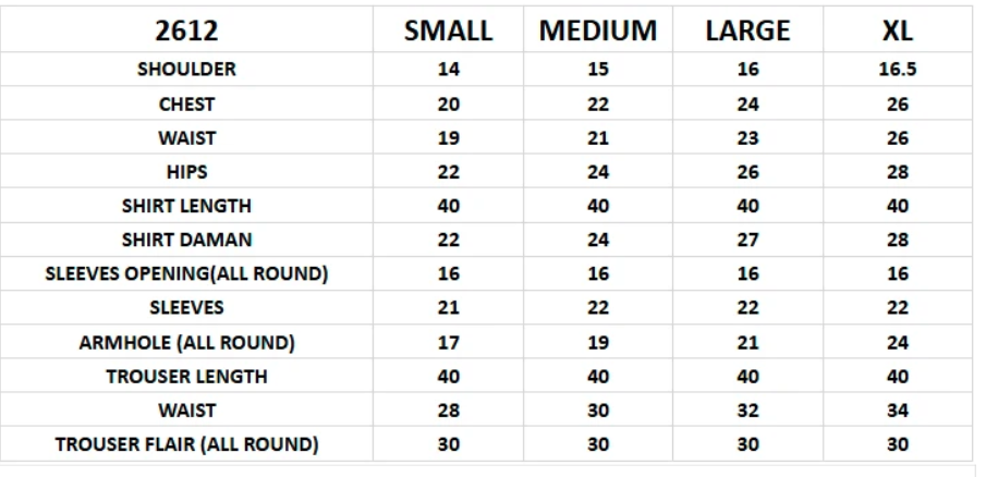 Size chart