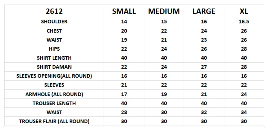 Size chart