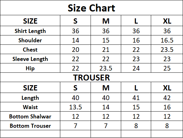 Size chart