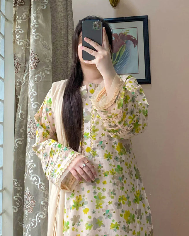 3 Piece - Lawn Printed Dress