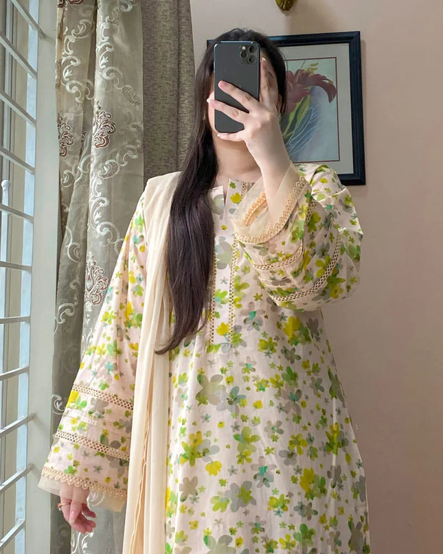 3 Piece - Lawn Printed Dress