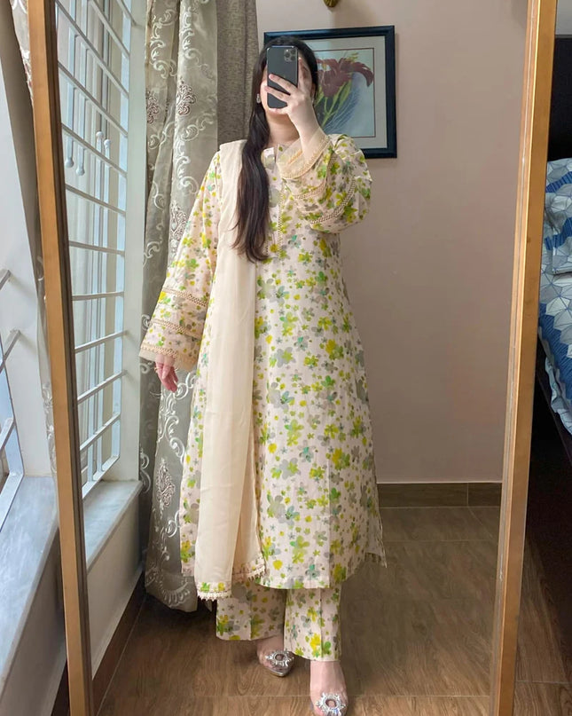 3 Piece - Lawn Printed Dress
