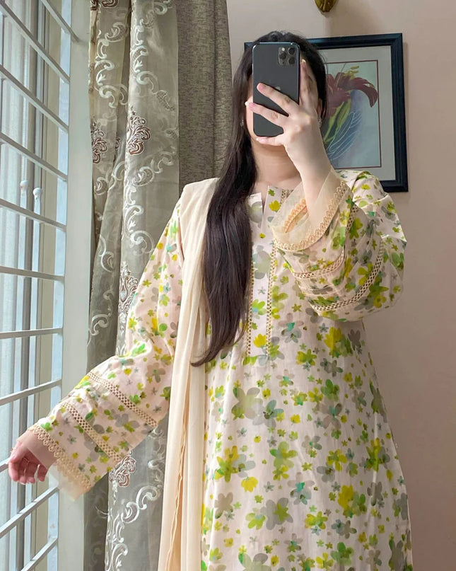 3 Piece - Lawn Printed Dress