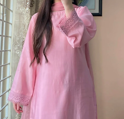 3 Piece - Georgette Dress with Farshi Shalwar