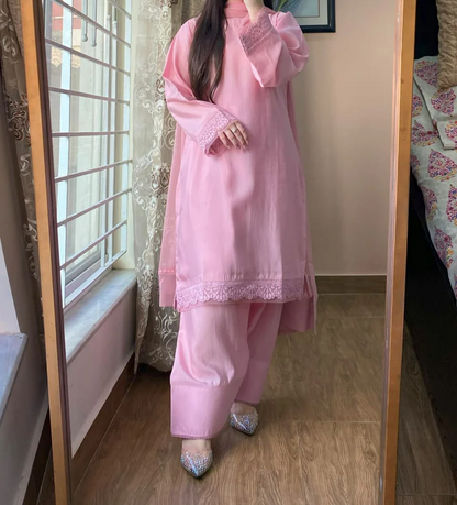 3 Piece - Georgette Dress with Farshi Shalwar