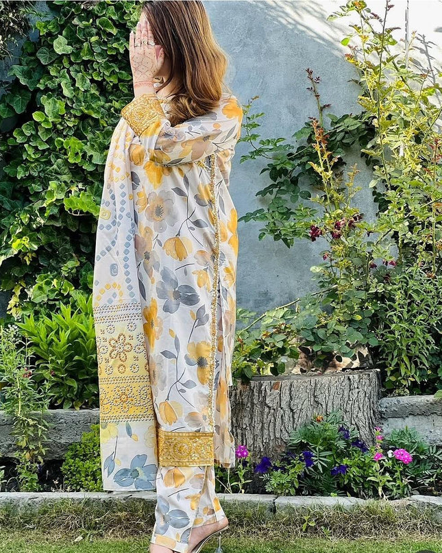 3-Pc  Lawn Dress