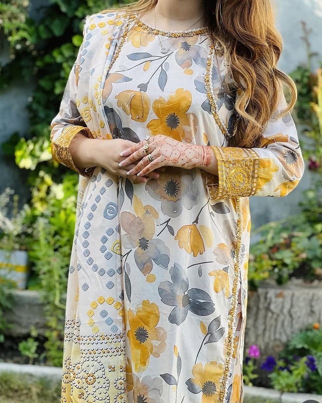 3-Pc  Lawn Dress