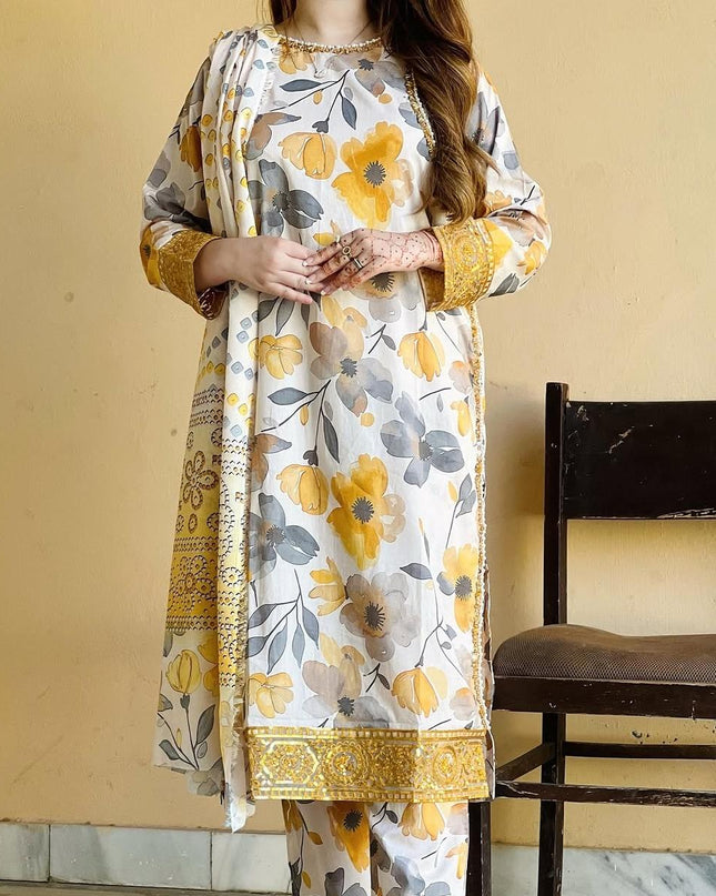 3-Pc  Lawn Dress