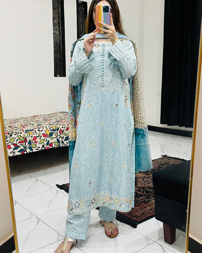 3-Pc  Lawn Dress