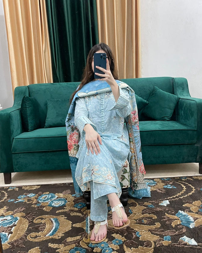 3-Pc  Lawn Dress