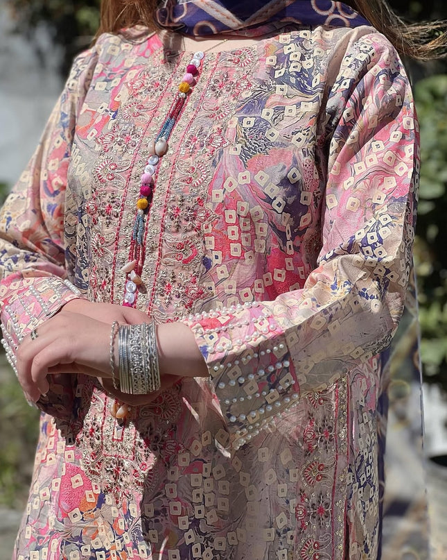 3-Pc  Lawn Dress