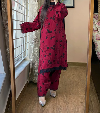 3 Piece - Georgette Dress with Farshi Shalwar