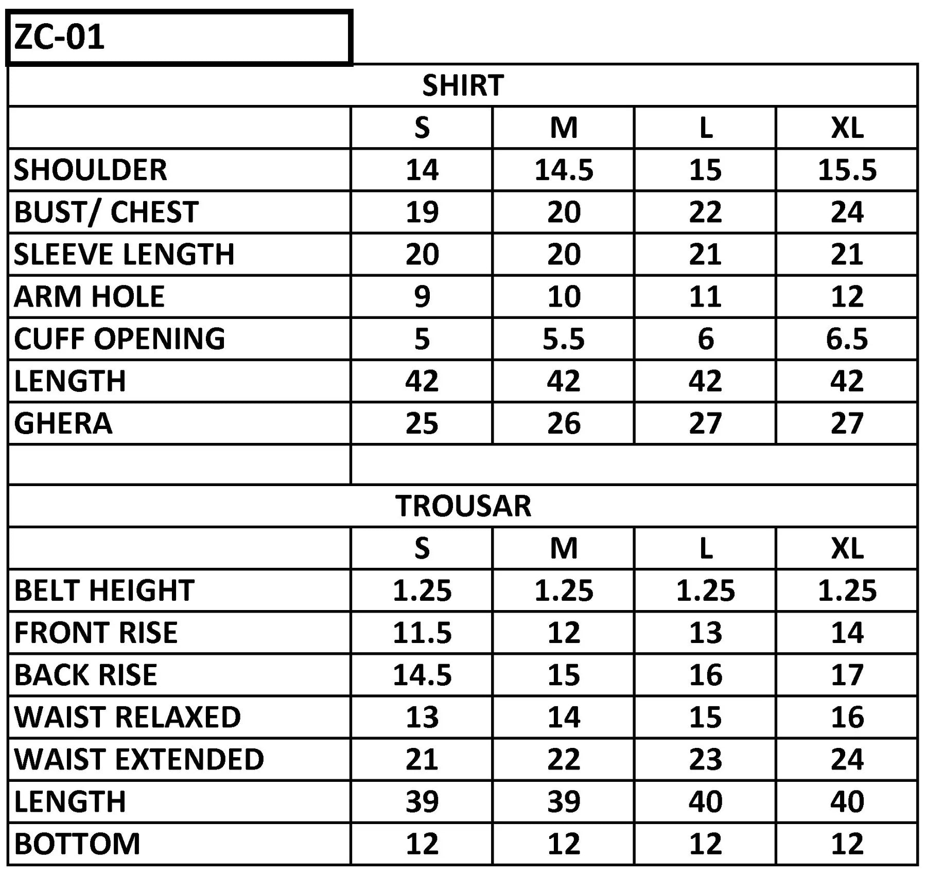 ZC-01 3PC STITCHED
