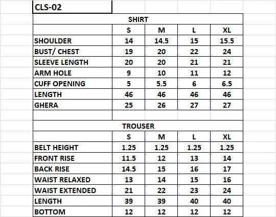 Size chart