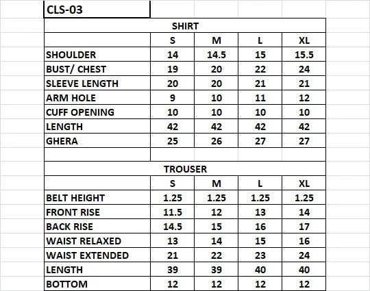 Size chart