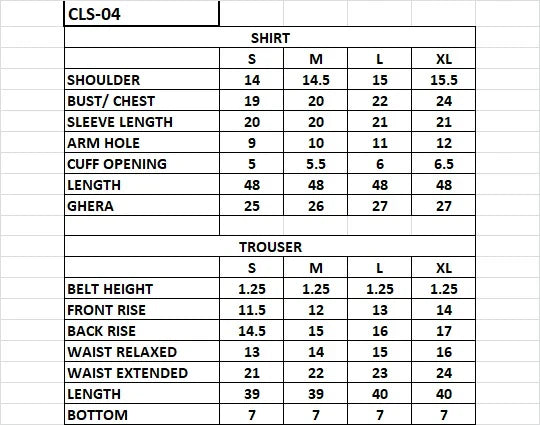 Size chart