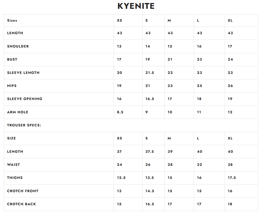 Size chart