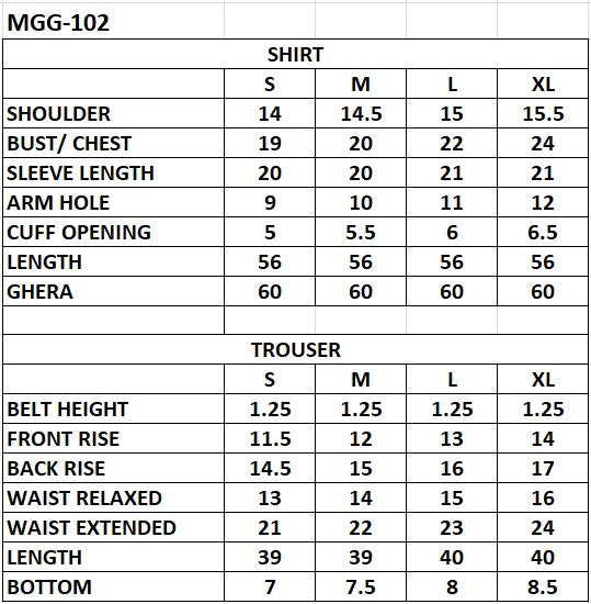 Size chart