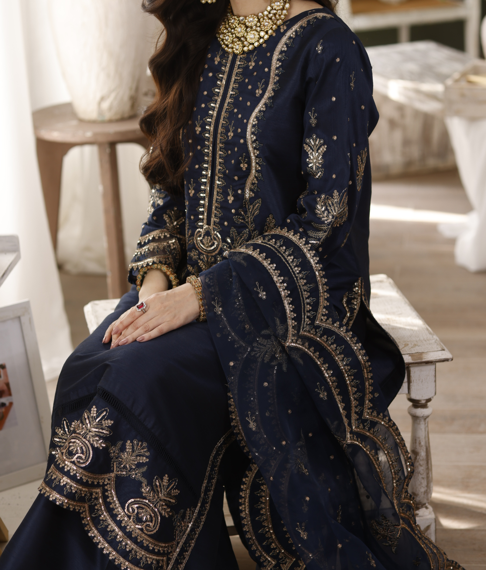 MGS-01 AFREEN 3Pcs Raw Silk STITCHED