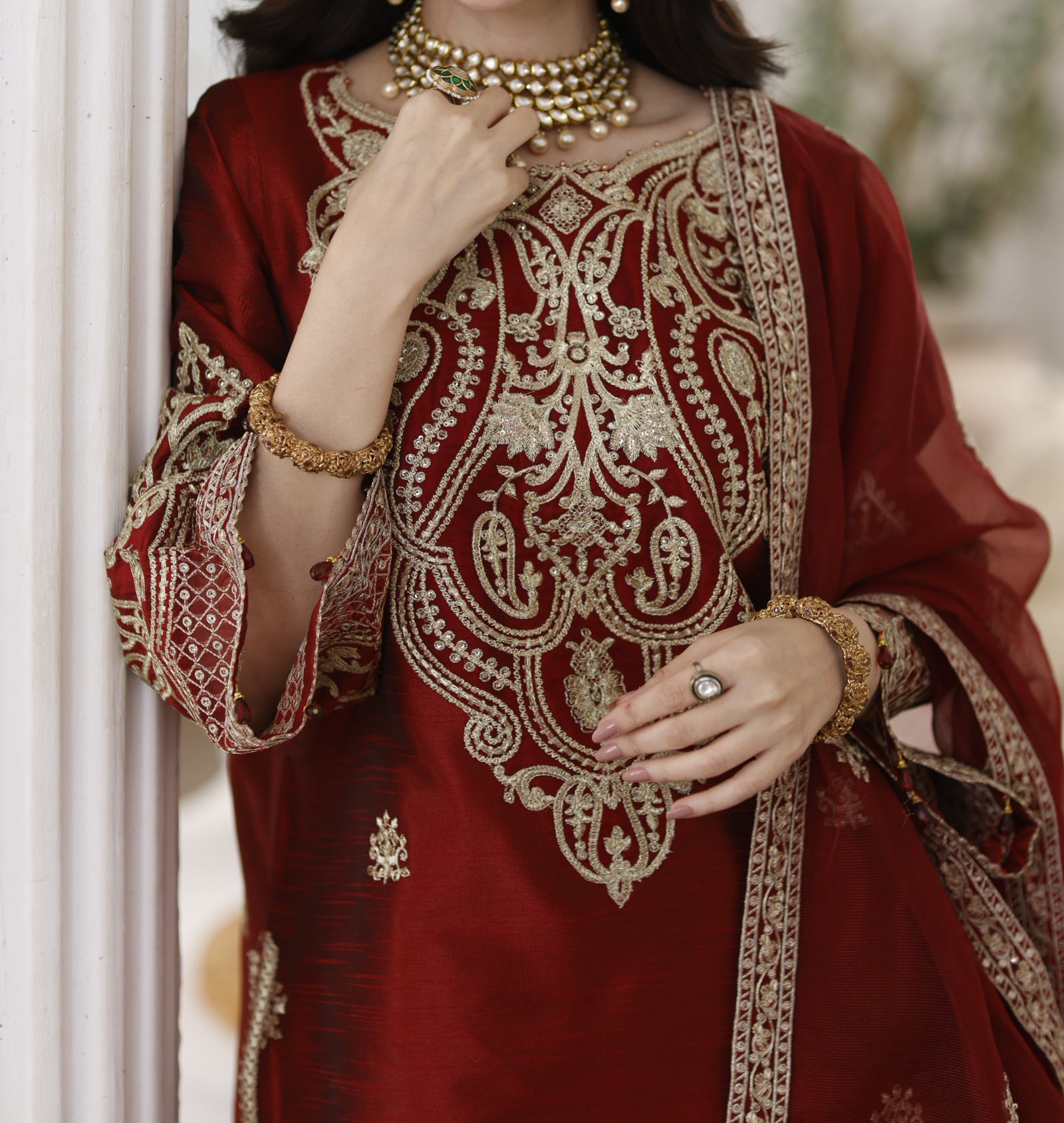 MGS-08 ANARKALI 3Pcs Raw Silk STITCHED