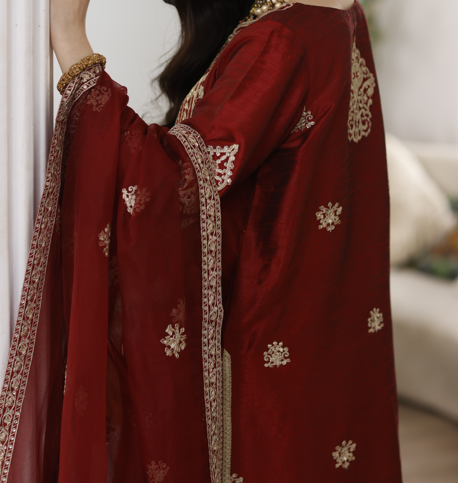 MGS-08 ANARKALI 3Pcs Raw Silk STITCHED